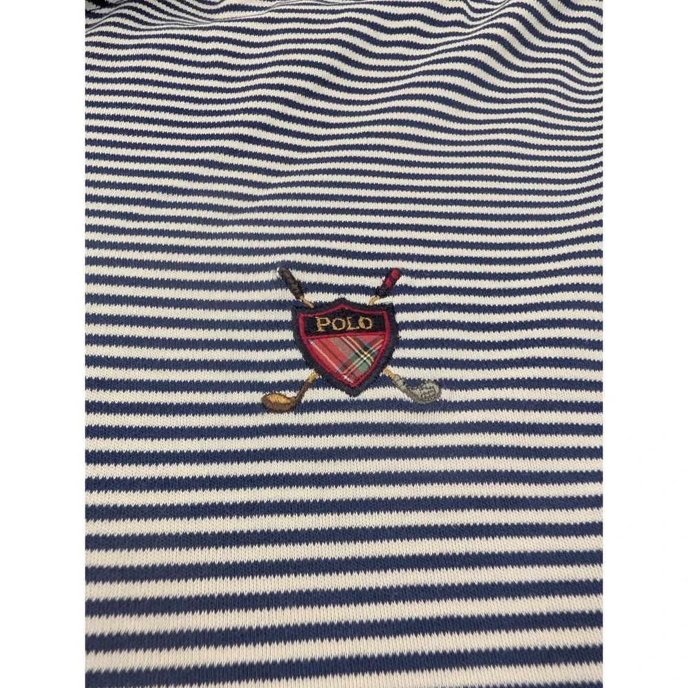 Polo Ralph Lauren Polo Shirt Mens Large Blue Stripe Golf Crest Embroidered Logo